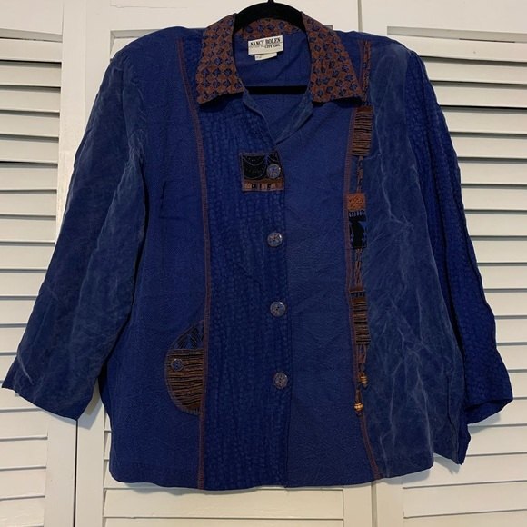 Vintage Nancy Bolen City Girl Large Western/Boho Patchwork Button Down Top - Picture 13 of 14